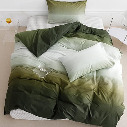 CLOTHKNOW Green White Queen Comforter Set Gradient Green Bedding Comforter Sets Soft Comforter with 2 x Pillow Cases