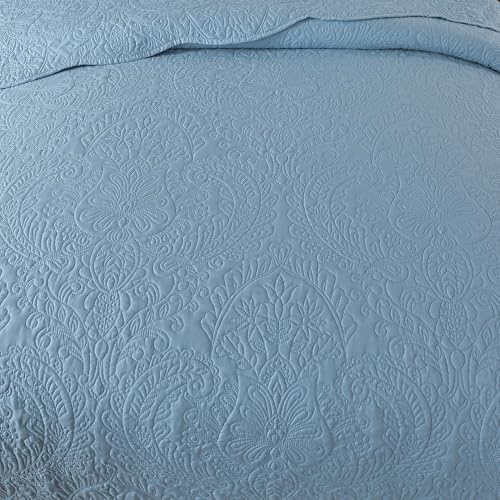 HoneiLife Embroidered Quilt King Size - 3 Piece Microfiber Quilt Sets Lightweight Bedspreads Reversible Coverlets Retro Bed Cover Quited Bedding Set Spring/Summer Quilts