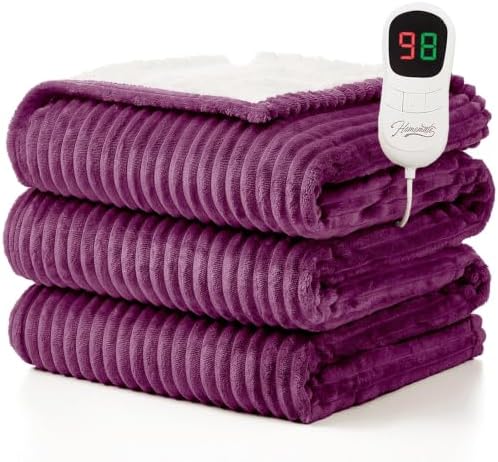Homemate Electric Heated Heating Blanket Twin Size 62"x84" Flannel Sherpa