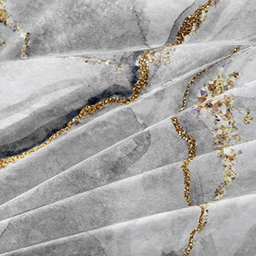 Black Gray and Gold Metallic Marble Duvet Cover Set King Size Foil Print Glitter Bedding Comforter Covers with 2 Pillow Shams Breathable Durable Soft Comfy