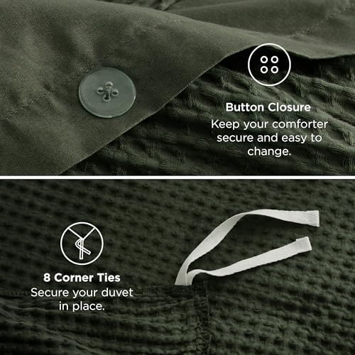 Bedsure PureWoven Cotton Waffle Duvet Cover Set with Fitted Sheet, King