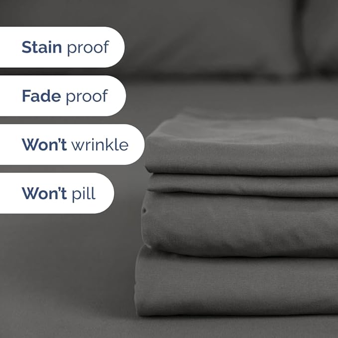 Full XL Bed Sheet - 4 Piece Full XL Bed Sheets Set - Soft, Breathable & Cooling - Hotel Luxury Bedding for Women, Men, Kids, Teens, Boys & Girls - Deep Pockets, Comfy, Fade & Wrinkle Free - Charcoal