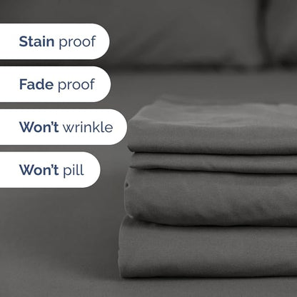Full XL Bed Sheet - 4 Piece Full XL Bed Sheets Set - Soft, Breathable & Cooling - Hotel Luxury Bedding for Women, Men, Kids, Teens, Boys & Girls - Deep Pockets, Comfy, Fade & Wrinkle Free - Charcoal