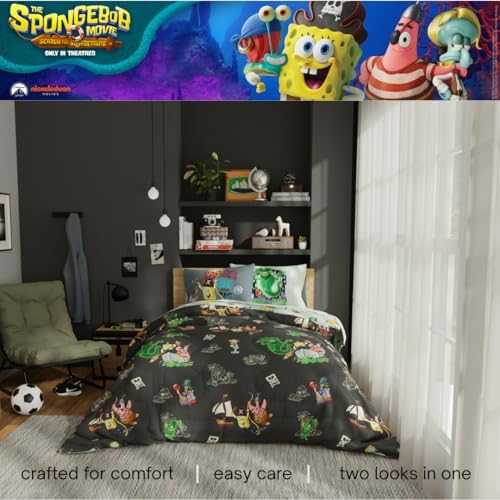Spongebob Squarepants Movie Kids Full Size Bedding Set with Roblox UGC Reward Included – 7-Piece Super Soft Cozy Reversible Comforter & Sheet Set (Officially Licensed Product) by Franco