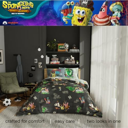 Spongebob Squarepants Movie Kids Full Size Bedding Set with Roblox UGC Reward Included – 7-Piece Super Soft Cozy Reversible Comforter & Sheet Set (Officially Licensed Product) by Franco