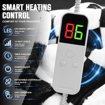 Black Electric Blanket Heated Twin 62"X84", Heating Blanket Twin