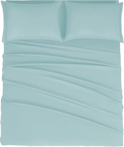 Mejoroom California King Size Sheet Set - Soft Microfiber Bed Sheets,Deep Pocket Fitted Sheet, Breathable, Wrinkle & Fade Resistant - 4 Piece (California King, Grayish Green)
