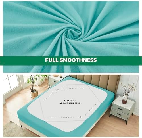 Box Spring Cover King Size-Aqua Stretch Wrap Around 4 Sided Bed Skirt