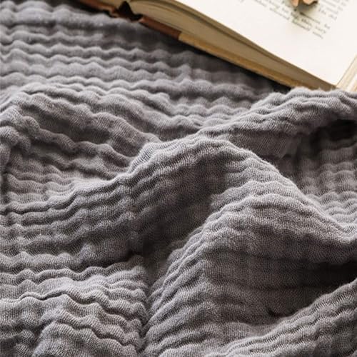 EMME Muslin Blankets for Adults Throw Blanket for Couch Breathable Gauze Soft Lightweight Airy Dark Grey Throw 50"x60"