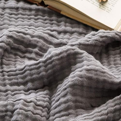 EMME Muslin Blankets for Adults Throw Blanket for Couch Breathable Gauze Soft Lightweight Airy Dark Grey Throw 50"x60"