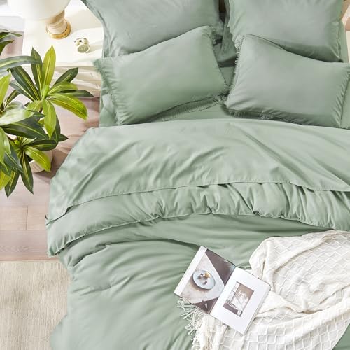 Andency Full Comforter Set, 7 Pieces Sage Green Bedding