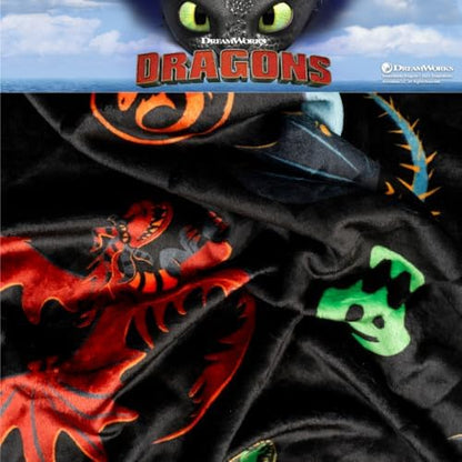 How to Train Your Dragon Toothless Kids Bedding Super Soft Plush Cozy Throw, 46 in x 60 in, (Officially Licensed Product) By Franco