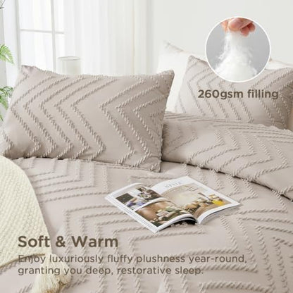Andency Linen Oversized Queen Comforter Set, 3 Pieces Bedding Set