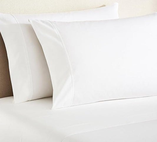 WINLIFE Standard Pillowcases Set of 2 100% Egyptian Cotton Standard Pillow Cases 2, 20×26 inches, Soft and Breathable Pillow Cover, Bright White