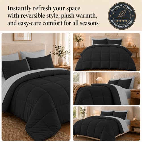 Anluoer California King Comforter Set, 7 Piece Bed in a Bag Bedding Set
