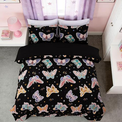 Girl Twin Comforter Set, 5 Pieces Glow in The Dark Butterfly Bed in A Bag