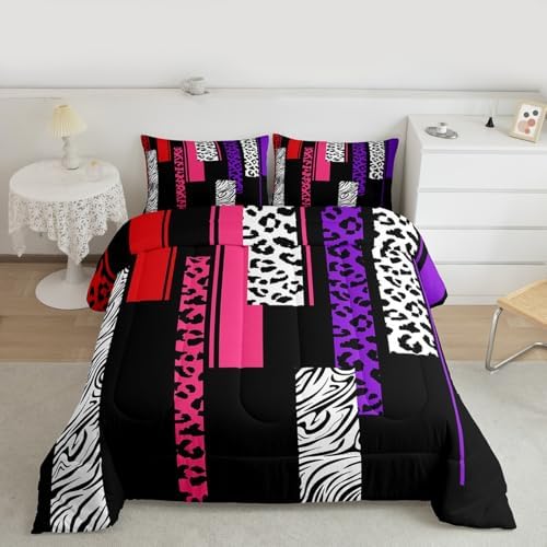 Feelyou Animal Print Ombre Leopard Comforter Set Queen Size Kids Boys Girls