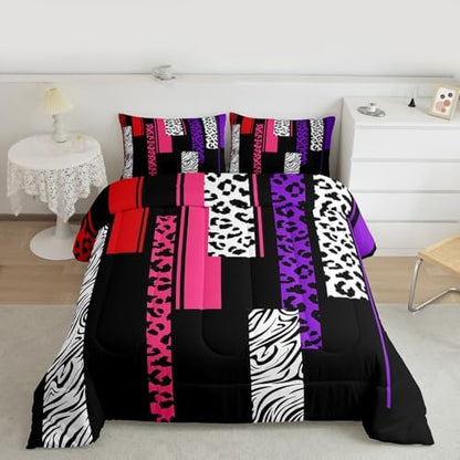 Feelyou Animal Print Ombre Leopard Comforter Set Twin Size Kids Boys Girls