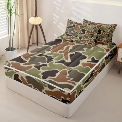 Feelyou Duck Camouflage Hunting Comforter Set Queen Size Kids Boys Girls