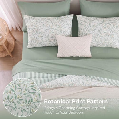 Monbix King Comforter Set-7 Pieces Floral Bed in a Bag King Bedding Sets