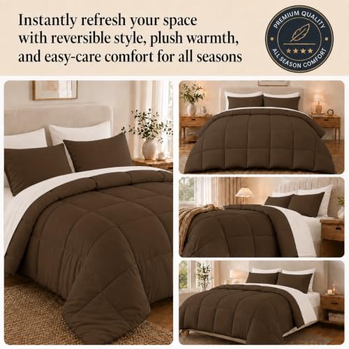 Anluoer Queen Comforter Set 7 Piece, Soft Bed in a Bag Queen Bedding Sets