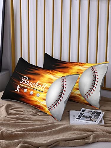 HOSIMA Teens Sports Baseball Bedding Full,1 Fitted Sheet+2 Pillowcases.