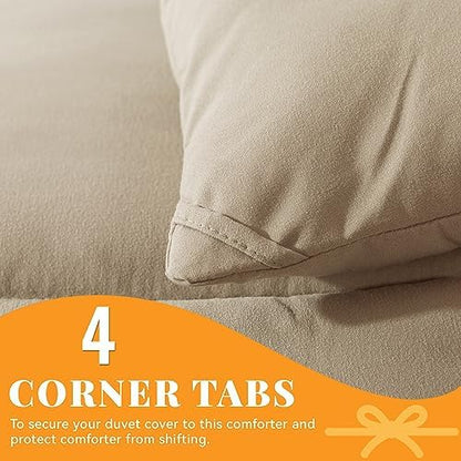 Down Alternative Comforter Beige Queen Size - All Season Duvet Insert