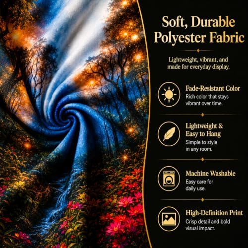 Delur Forest Tapestry Tree of Life Misty Tropical Rainforest Tapestry Wall Hanging Mystical Colorful Spiritual Psychedelic Nature Landscape Headboard for Bedroom Living Room Home Decor (51.2" x 59.1")