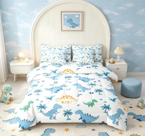 Feelyou Cute Dinosaur 7 Piece Bedding Set for Kids