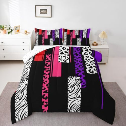 Feelyou Animal Print Ombre Leopard Comforter Set Full Size Kids Boys Girls