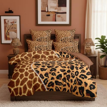 CCoutueChen Leopard Giraffe Comforter Set, Brown, King, 3 Piece