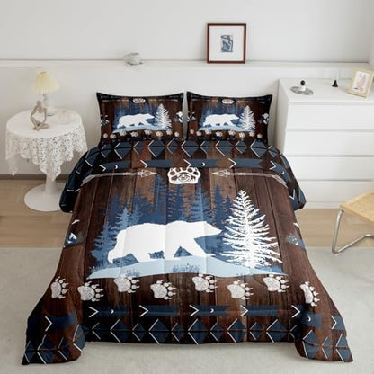 Feelyou Bear Cabin Wildlife Comforter Set King Size Boys Bedding