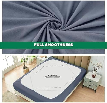 Box Spring Cover Queen Size-Dark Grey Stretch Wrap Around 4 Sided Bed Skirt