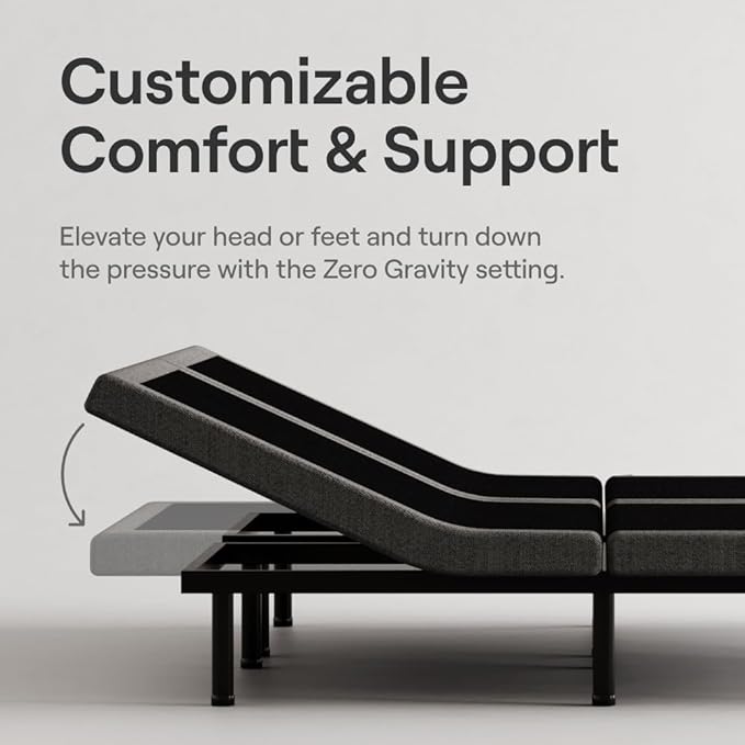 Nectar Ultra Split King Adjustable Base & 15” Mattress - Head & Foot Incline - Medium Firm Memory Foam - Cooling Upgrade - 3 Massage Settings - 365-Night Mattress Trial