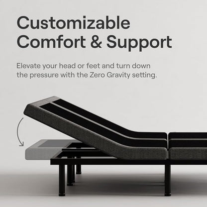 Nectar Ultra Split King Adjustable Base & 15” Mattress - Head & Foot Incline - Medium Firm Memory Foam - Cooling Upgrade - 3 Massage Settings - 365-Night Mattress Trial
