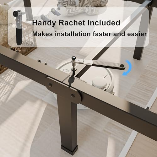 14 inch King Size Bed Frame with Round Corner Legs and Headboard Hole Mattress Slide Stopper 3500 lbs Heavy Duty Metal Platform,Steel Slat Support,No Box Spring Needed,Easy Assembly,Noise Free