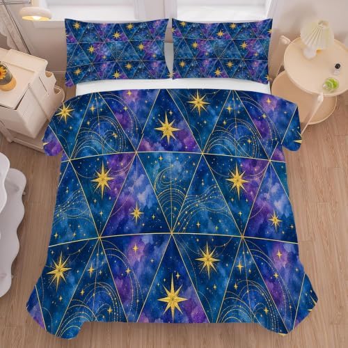 Celestial Comforter Set Twin, Geometric Bedding for Teens Girls