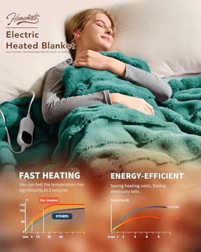 Homemate Heated Electric Throw Blanket 50"x60" Faux Fur Heating Blankets