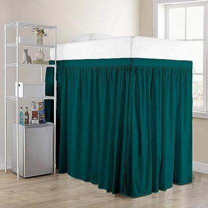 Full XL 36" Inch Drop Long Dorm Bed Skirt, Ruffled Pattern College Dorm Room Bed Skirts, Split Corner, Easy Care, No Wrinkle Microfiber Bed Skirt