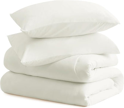 CozyLux King Size Comforter Set Ivory, 3 Pieces Solid Comforters King Size Breathable Quilted Bedding Sets, Luxury Soft Lightweight Bed Set with Down Alternative Comforter and 2 Pillowcases All Season