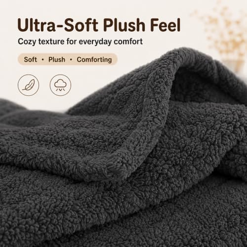 Eydna Electric Heated Blanket Full Size 72"×84" with 9 Heating Levels & 1-10Hs Auto Off，Double Sided Plush Sherpa, Energy Efficient, Machine Washable, for Couch & Bed, Gifts for Family- Dark Gray
