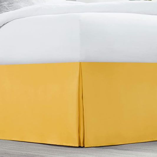 Nestl Yellow Full Bed Skirt - Full Size Bed Skirt 14 Inch Drop - Brushed Microfiber Bed Skirts - Hotel Quality Pleated Bed Skirt - Shrinkage & Fade Resistant