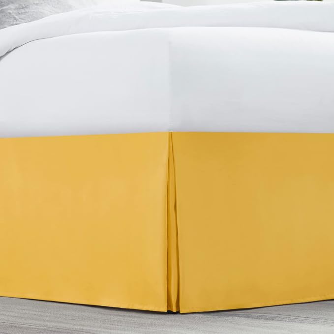 Nestl Yellow Bed Skirt Cal King Size - Cal King Bed Skirt 14 Inch Drop - Brushed Microfiber Bed Skirts - Hotel Quality Pleated Bed Skirt - Shrinkage & Fade Resistant