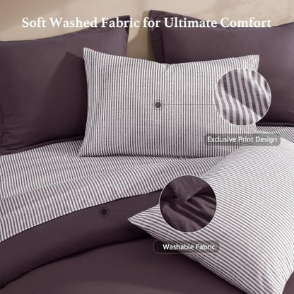 Monbix Full Size Comforter Sets-7 Pieces Soft Bed in a Bag Full Bedding Set