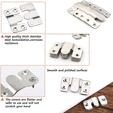 Flush Mount Bracket, Headboard Wall Mounting Brackets-56 x 30mm Interlocking Hanging Bracket, Mounting Hardware for Picture Hanging and Sectional Couch Connectors (8 Pairs)