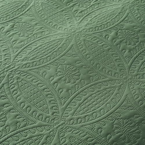 akkialla 118"x106" Olive Green California King Quilt Set, Oversized Floor-Length Bedspread, Modern Coin Pattern Microfiber Coverlet, 3-Piece All Season Bedding with 2 Pillow Shams