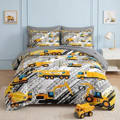 Nesker Full Comforter Set for Boys, 7 Pieces Truck Bedding for Kids