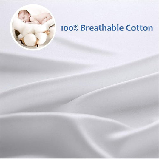 Precoco King Pillow Cases Set of 2 | 100% Cotton White Pillowcases King Size with 600 Threads | Stable Pillow Covers with Zipper Hidden for Hotel Quality, 20x36