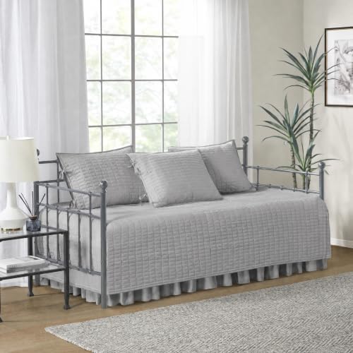 Comfort Spaces Kienna Daybed Cover Set 5 Piece with Bedskirt, 75 x 39 Grey