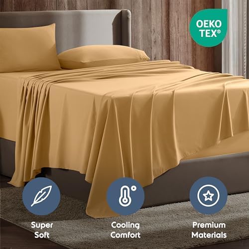Nestl Full Sheet Set - Bed Sheets - Camel Gold - 4-Piece Deep Pocket